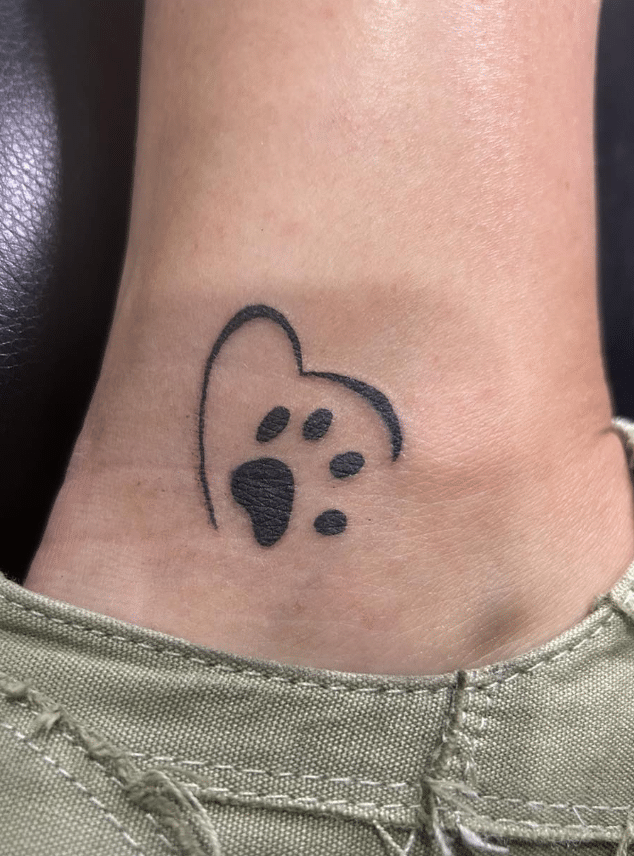 Love Heart Paw Print Tattoo
