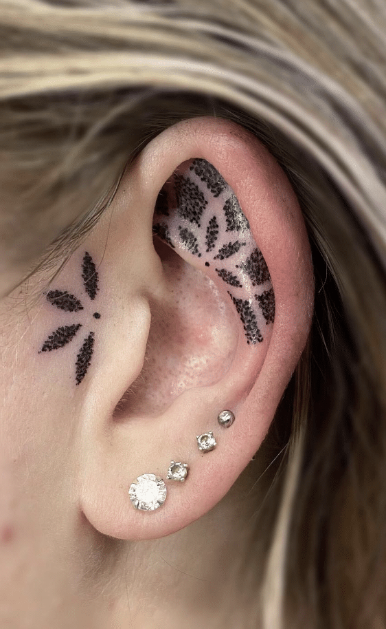 Mandala Tattoo On Ear Idea