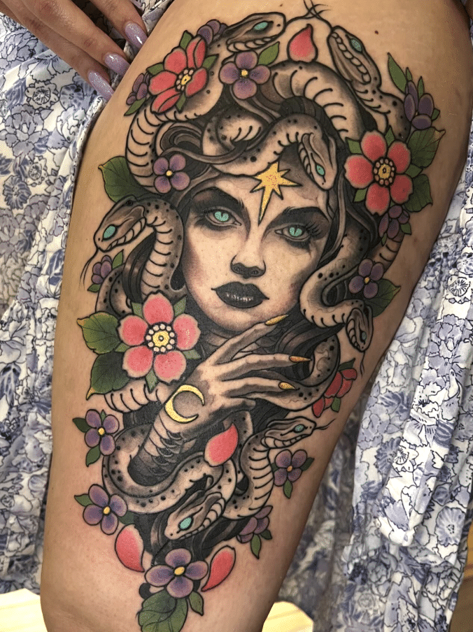 Medusa Floral Tattoo