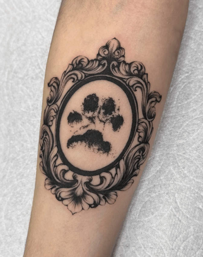 Mirror Paw Print Tattoo