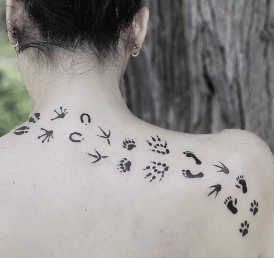 Multiple Animal Footprint Tattoo