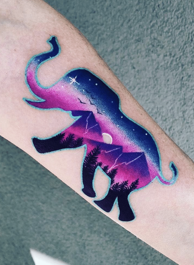 Night Sky Elephant Tattoo