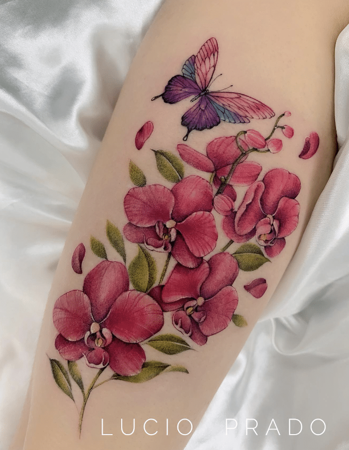 Orchid Butterfly Flower Tattoo