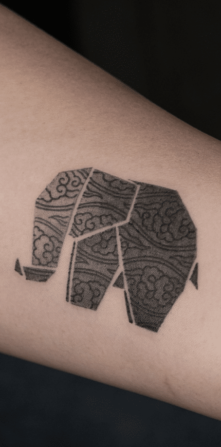 Origami Elephant Tattoo