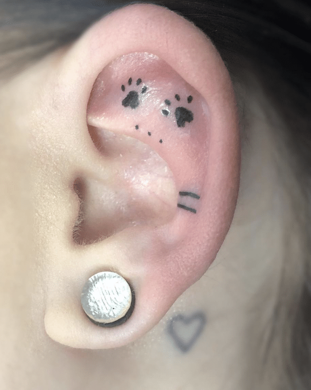  Paw Print Tattoo On Ear