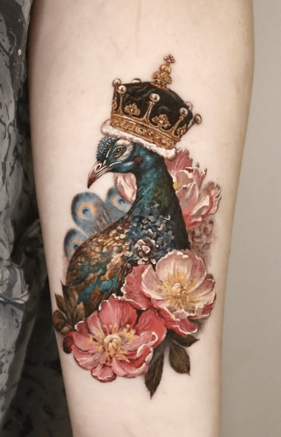 Peacock Crown Tattoo