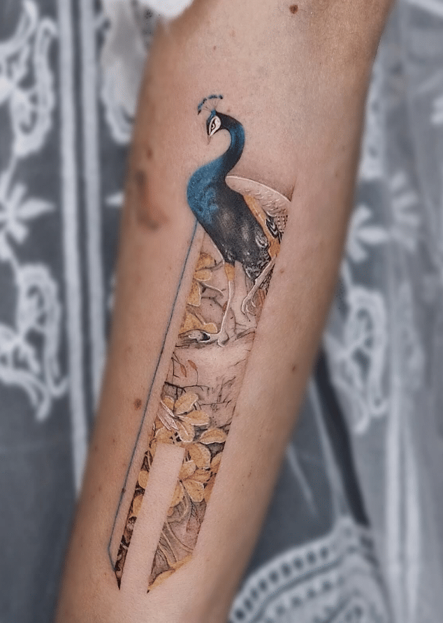 Peacock Landscape Tattoo