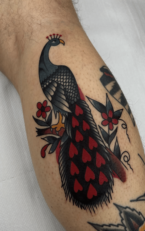 Peacock Love Heart Tattoo
