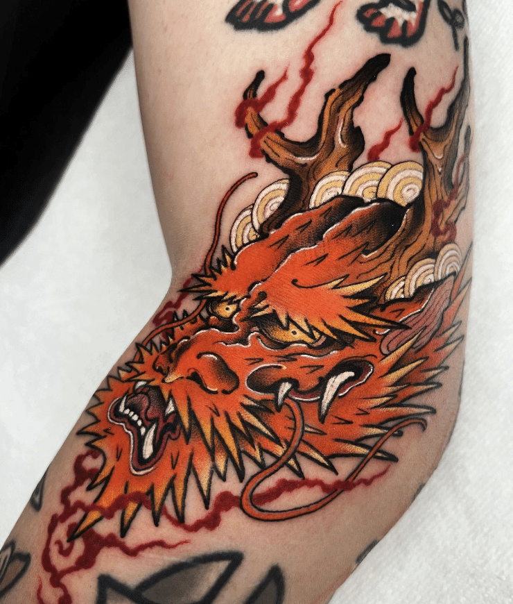 Red Dragon Head Tattoo