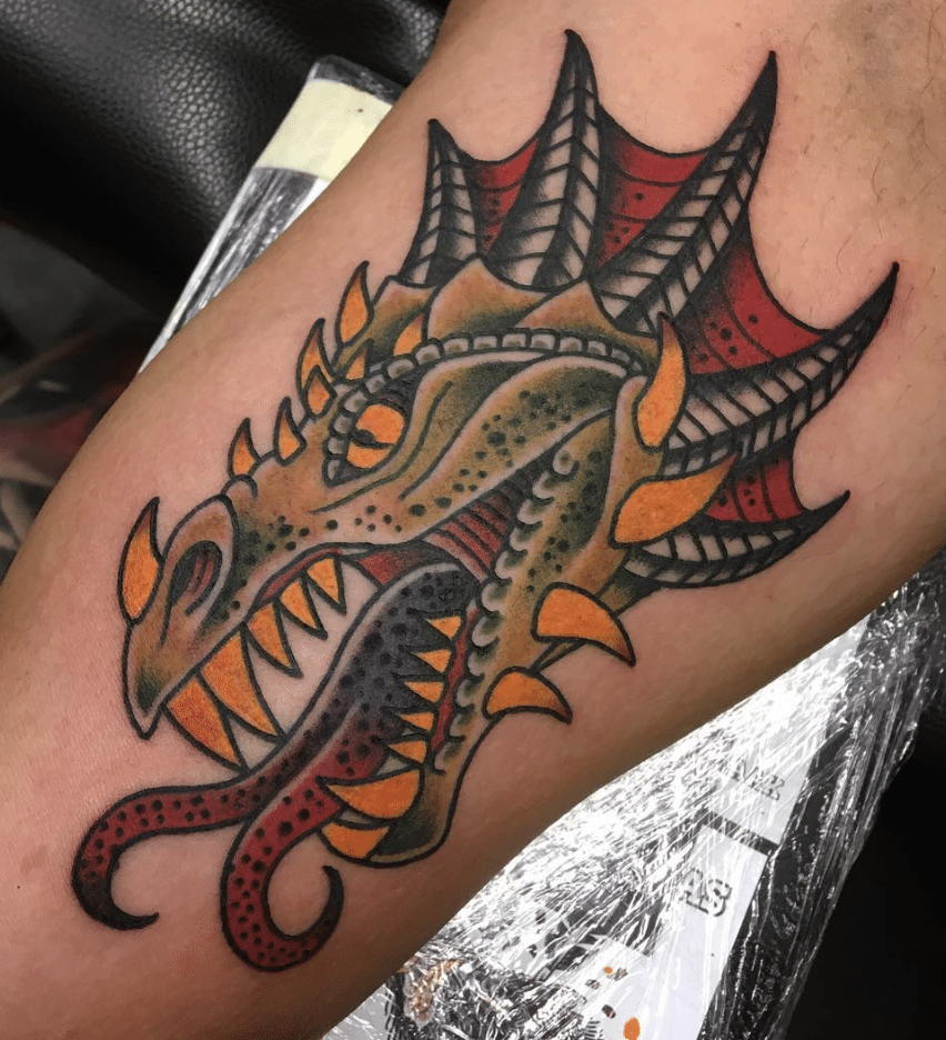 Reptilian Dragon Head Tattoo