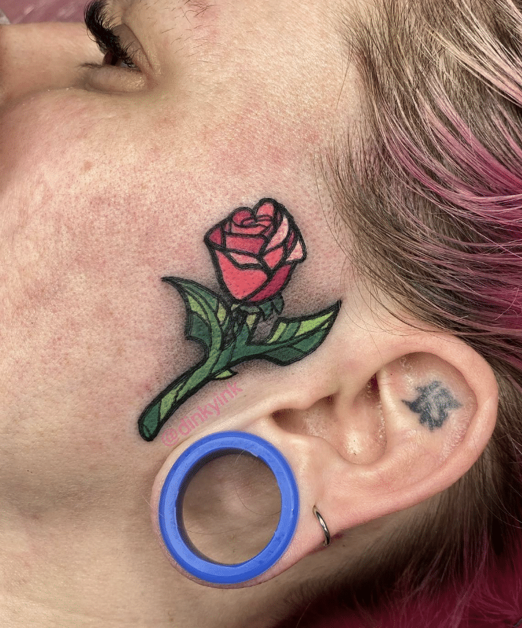 Rose Tattoo On Face