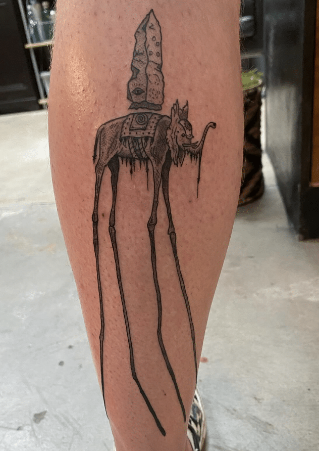Salvador Dali Elephant Tattoo