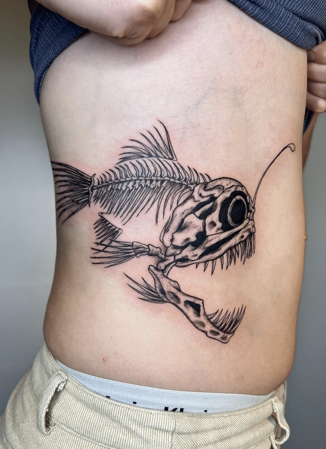 Skeleton Fish Tattoo