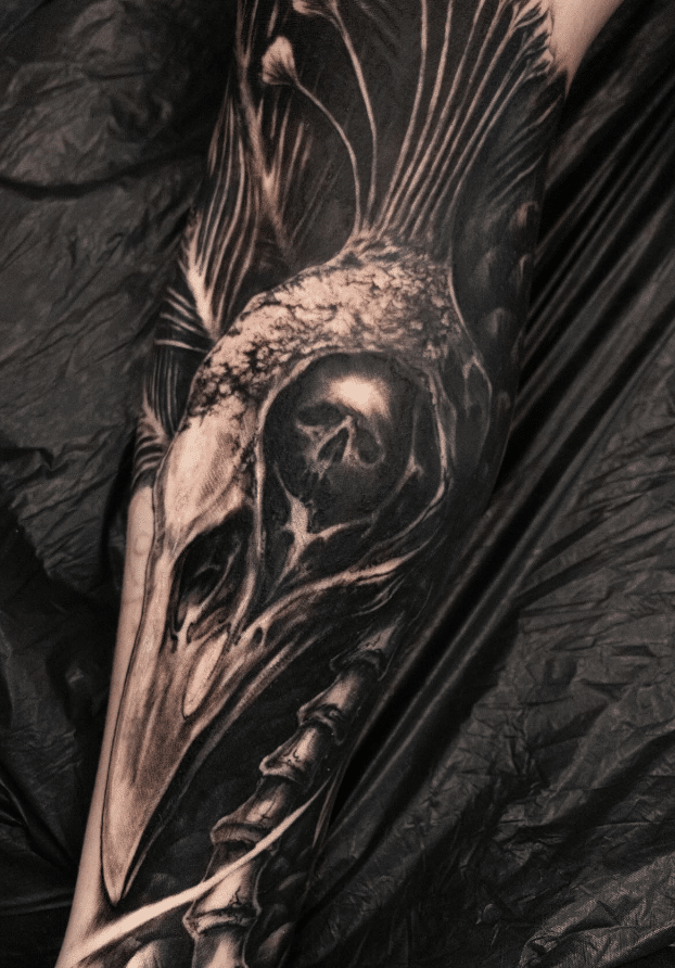 Skeleton Peacock Tattoo