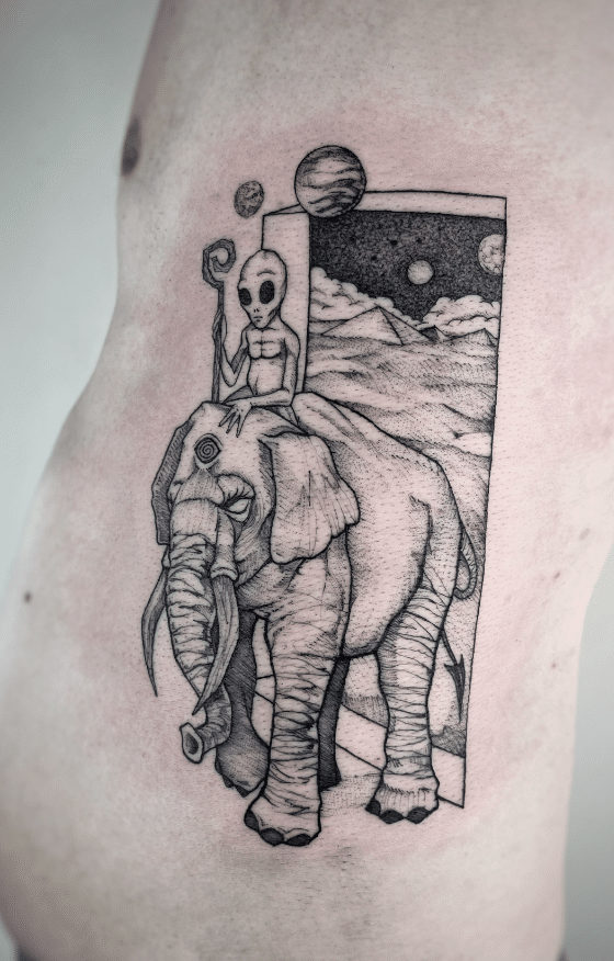 Space Elephant Tattoo