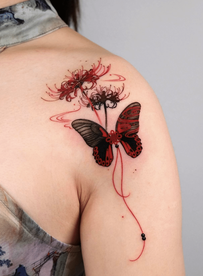 Spider Lily Butterfly Tattoo
