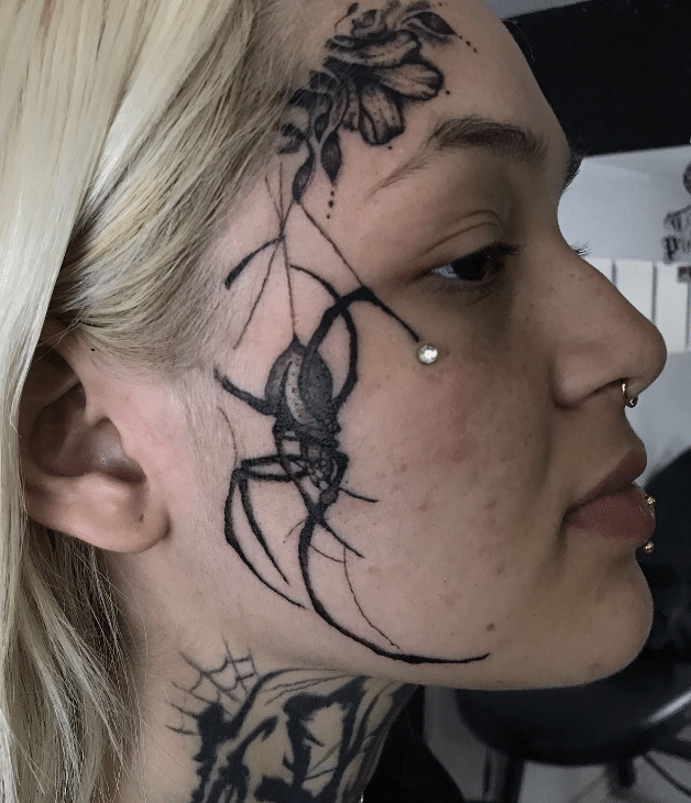 Spider Tattoo On Face