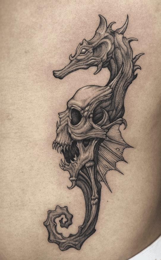 Spooky Seahorse Tattoo