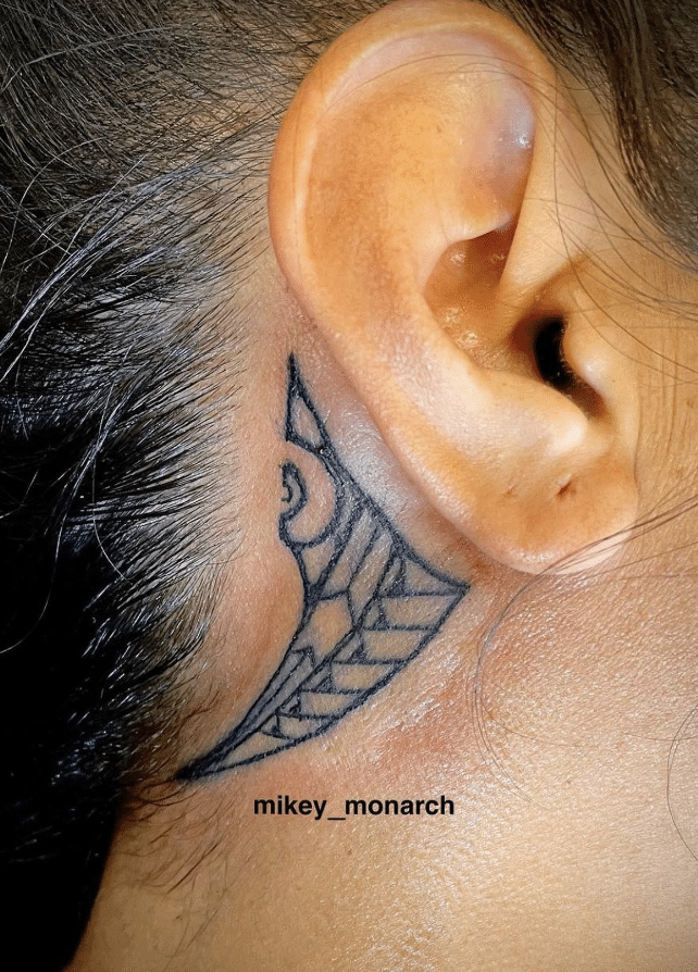 Tribal Tattoo Behind The Ear Idea