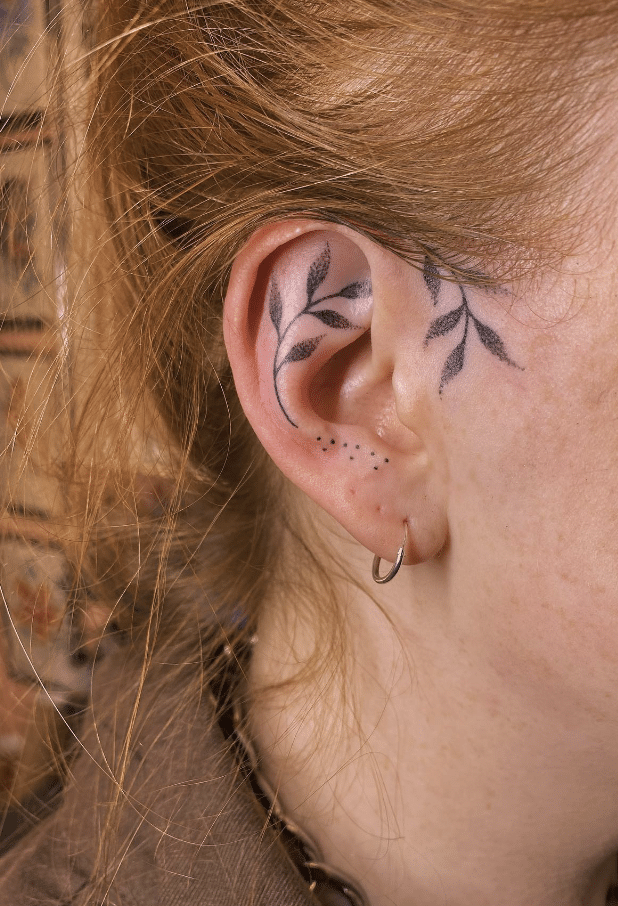 Vine Tattoo on ear