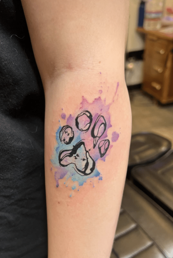 Watercolor Paw Print Tattoo