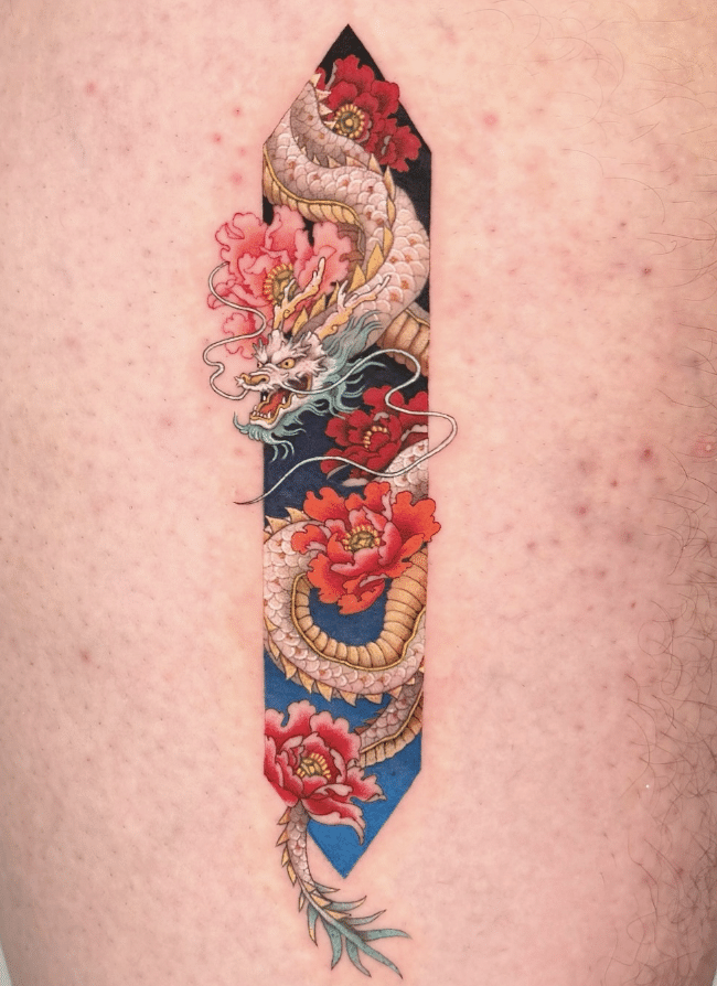 Window Dragon Flower Tattoo