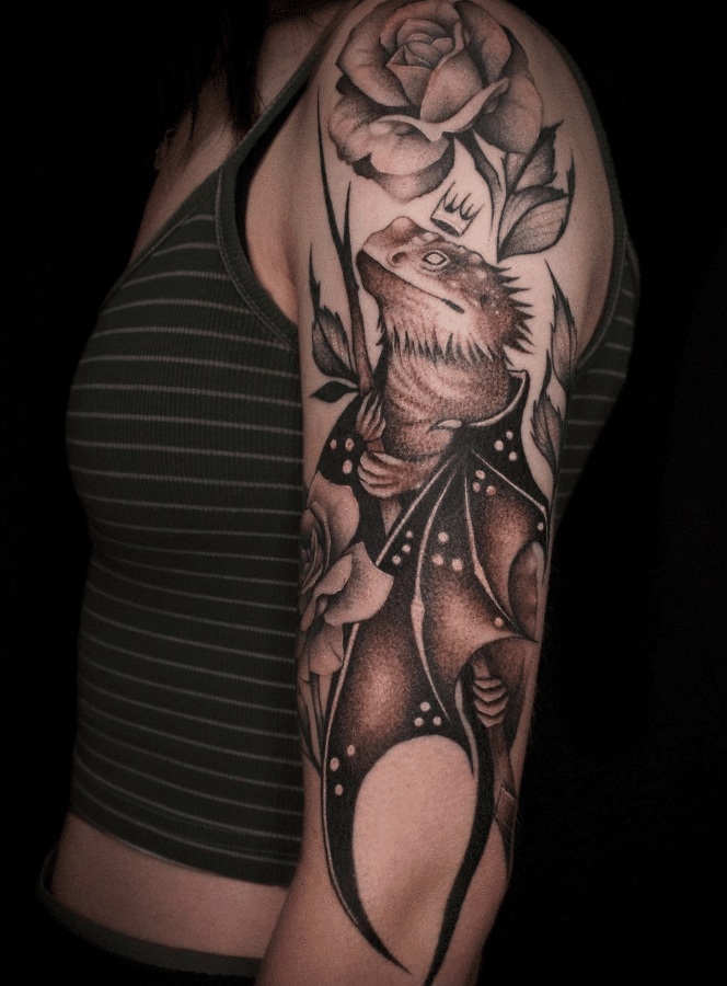 Winged Bearded Dragon Tattoo
