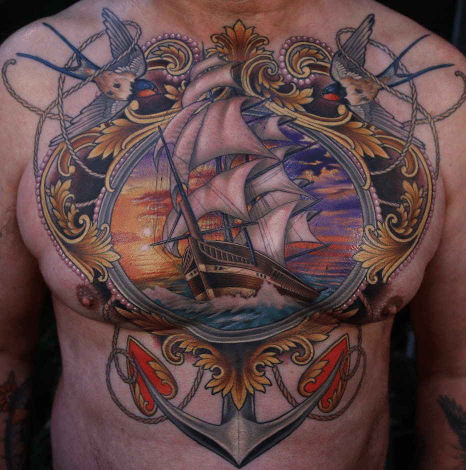 Anchor Tattoo On Chest