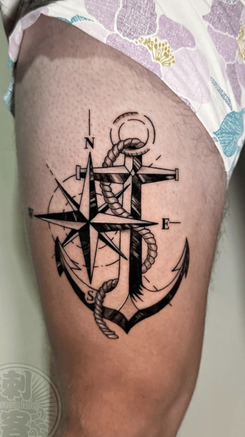 Anchor Tattoo On Thigh