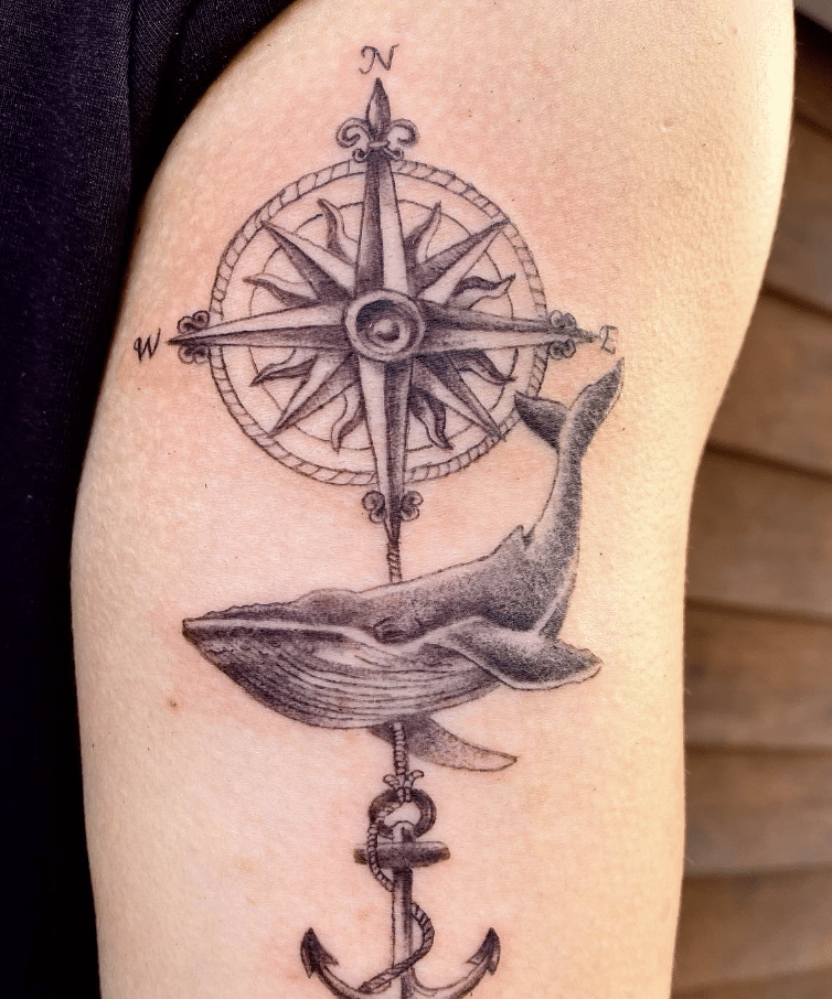 Anchor Whale Tattoo