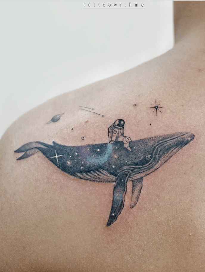 Astronaut Whale Tattoo