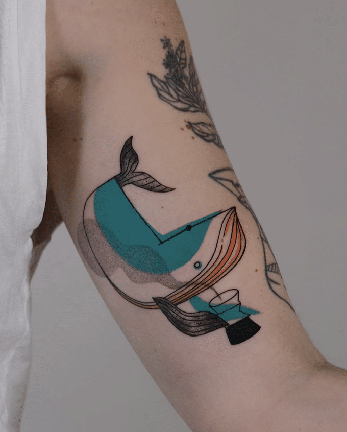 Coffee Whale Tattoo