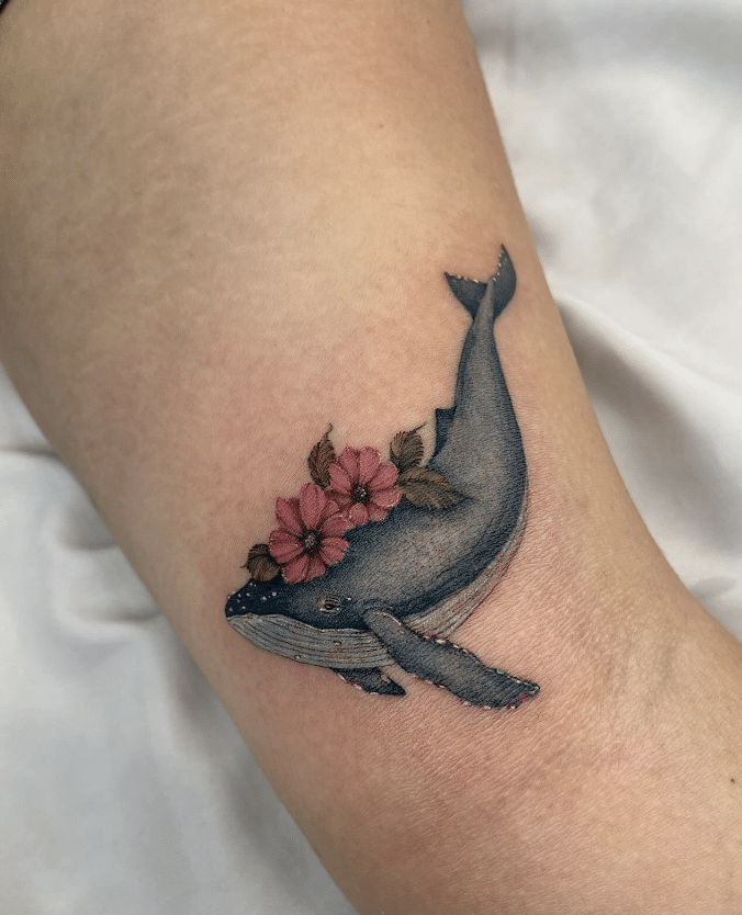 Floral Whale Tattoo