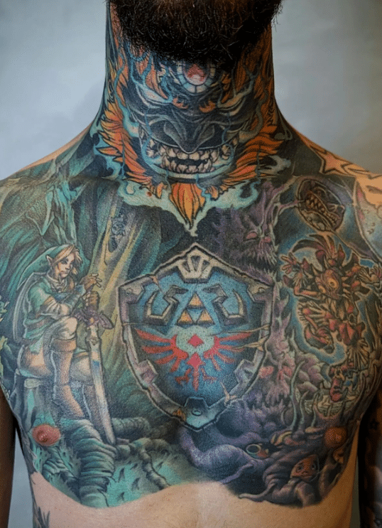 Legend Of Zelda Tattoo On Chest