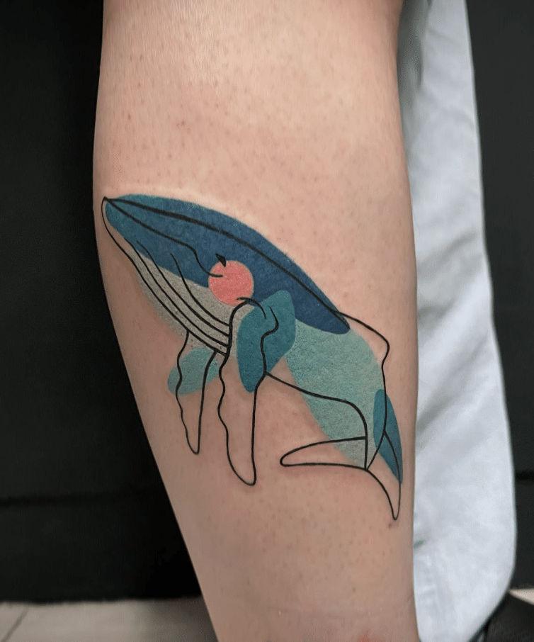 Marker Colored Whale Tattoo