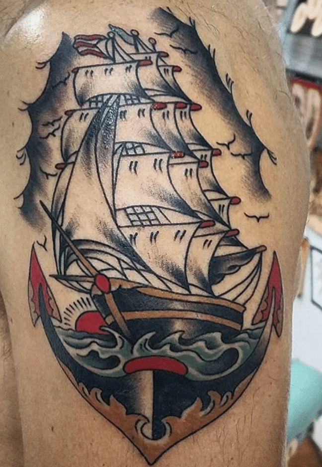 Pirate Ship Anchor Tattoo