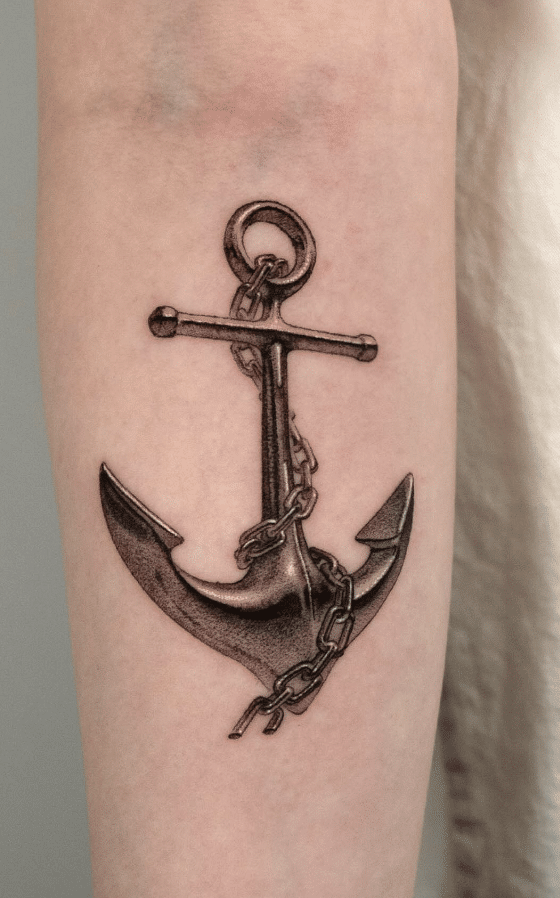 Realistic Anchor Tattoo