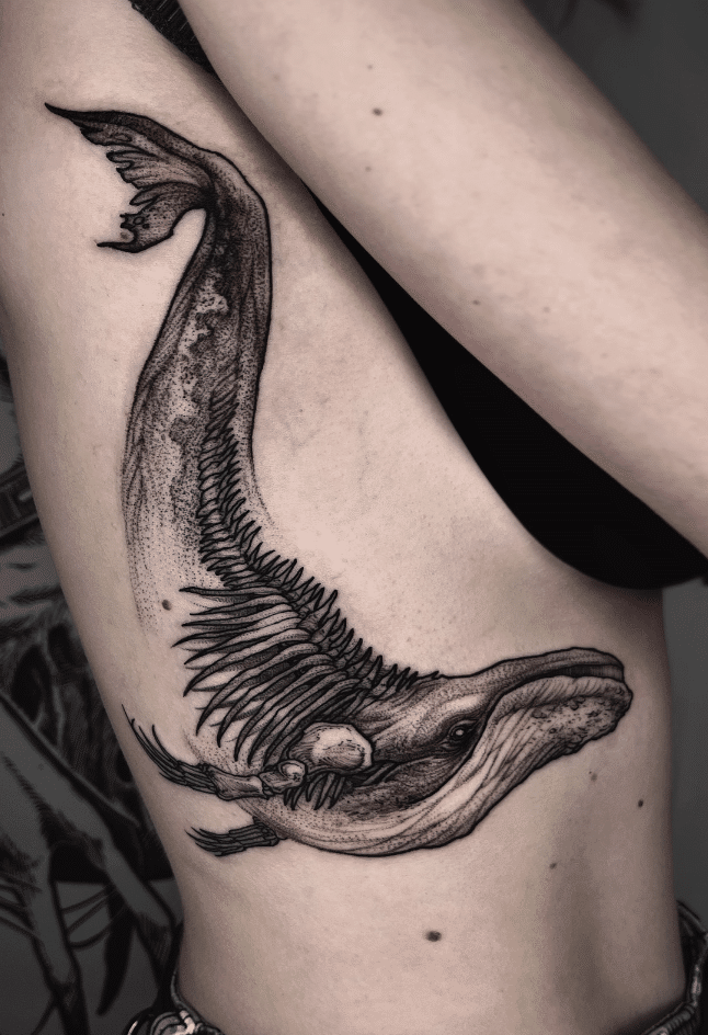 Skeleton Whale Tattoo