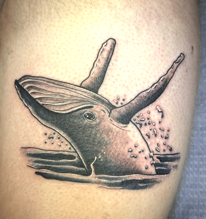 Splashing Whale Tattoo