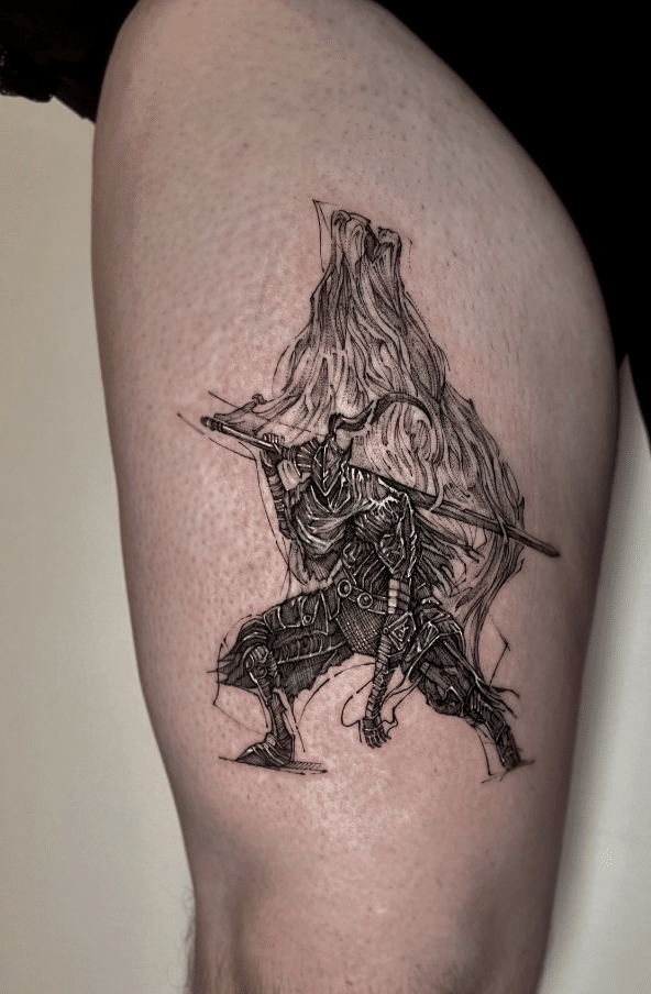 Thigh Dark Souls Tattoo