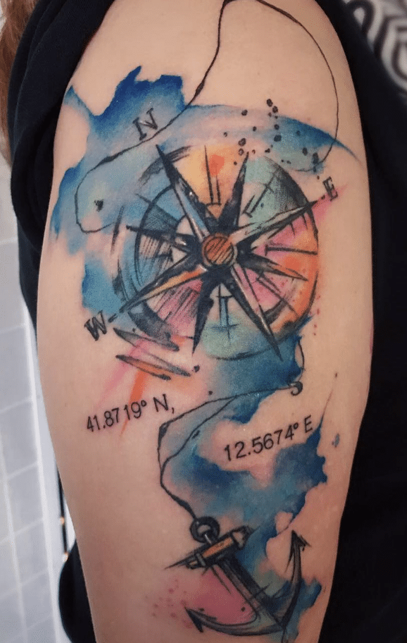 Watercolor Anchor Tattoo