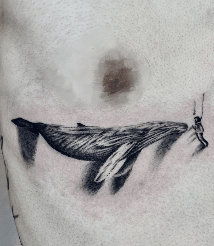 Whale And Diver Tattoo