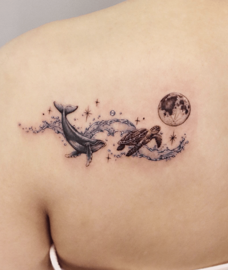 Whale And Turtle Tattoo