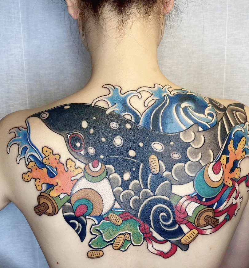 Whale Tattoo On Back