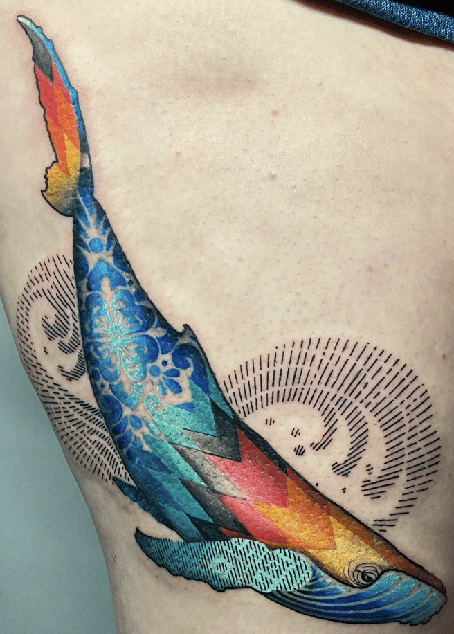 Whale Tattoo On Thigh