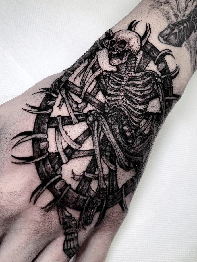 Wheel Skeleton Tattoo