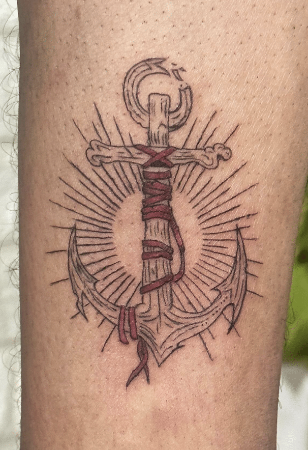 Wooden Anchor Tattoo