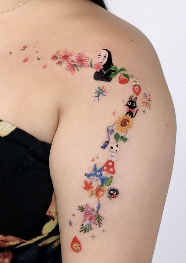 Shoulder Studio Ghibli Tattoo 