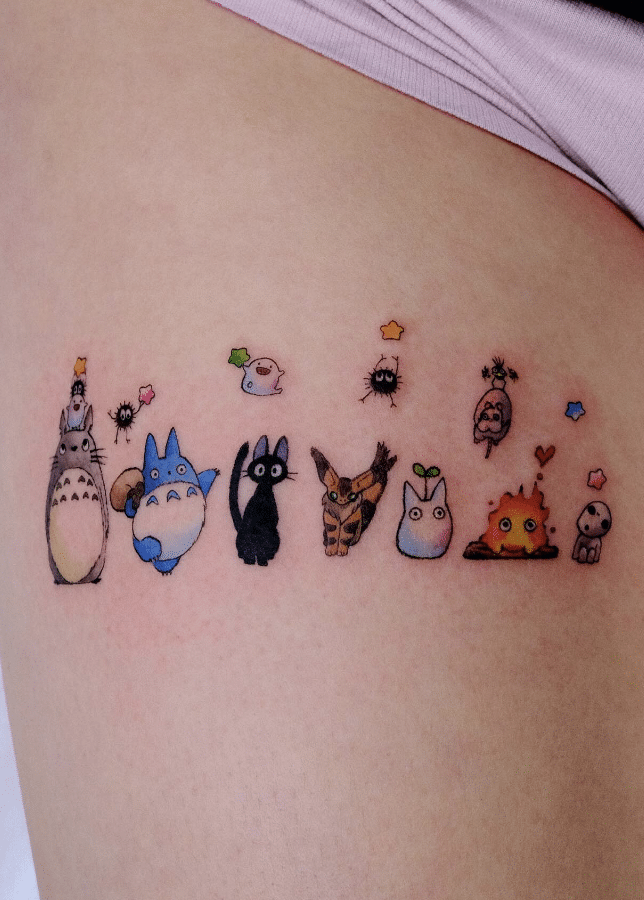 Thigh Tattoo Of Studio Ghibli 